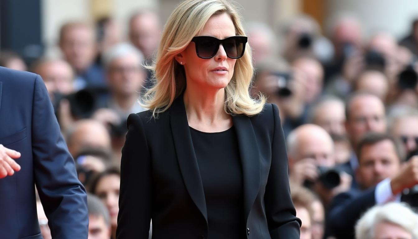 découvrez brigitte macron lors de ses premières apparitions publiques après son intervention oculaire, élégamment protégée par des lunettes de soleil xxl.